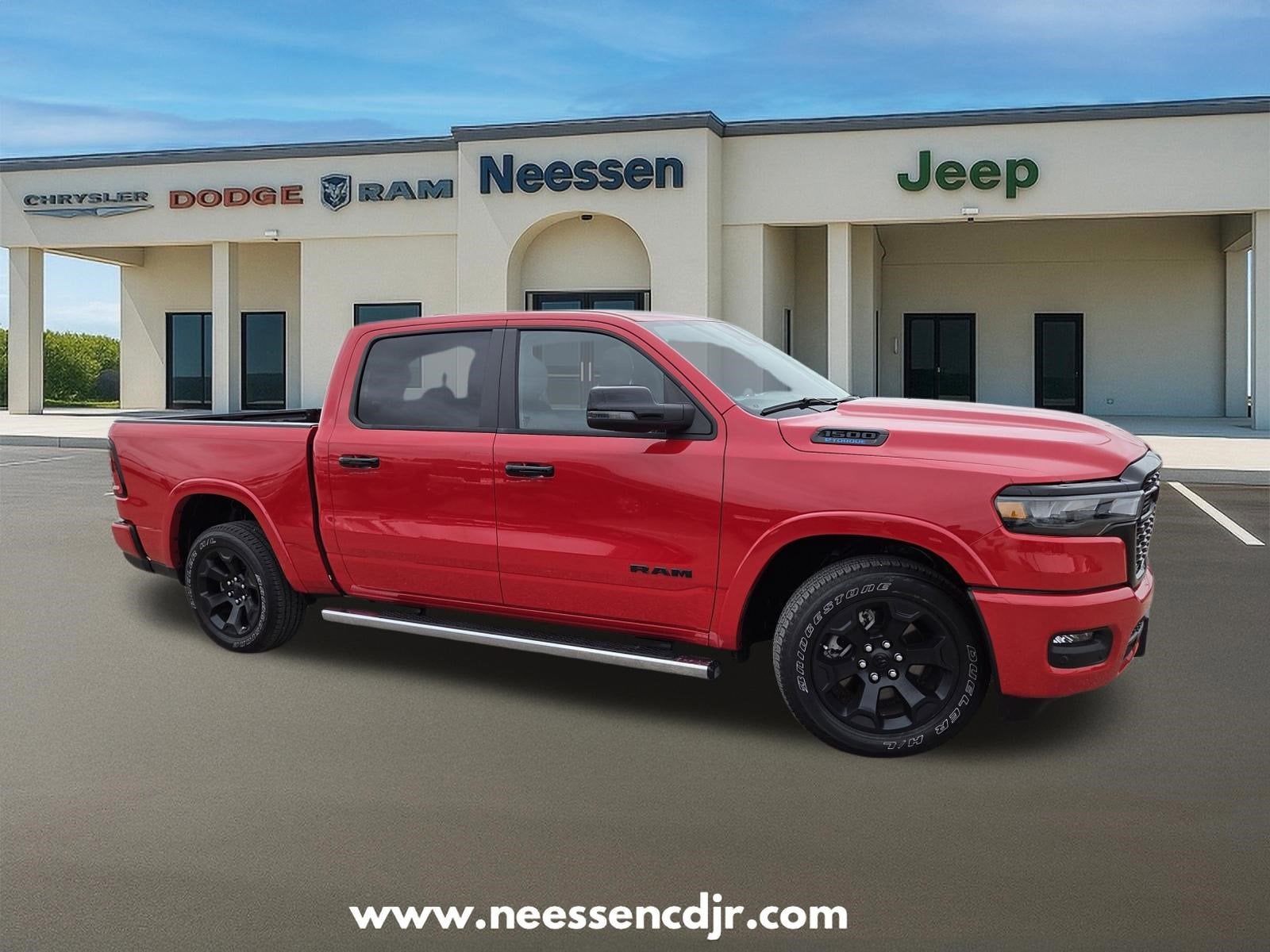 2025 RAM 1500 Big Horn/Lone Star in Flame Red Clearcoat — front three-quarter view