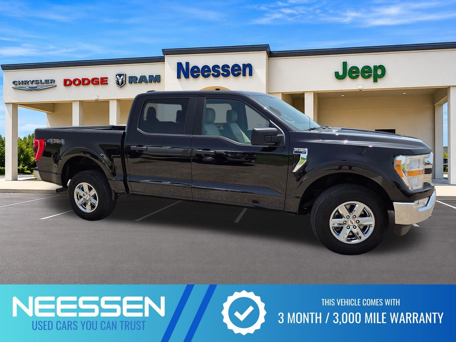 2021 Ford F-150 XLT in Black Metallic — front three-quarter view