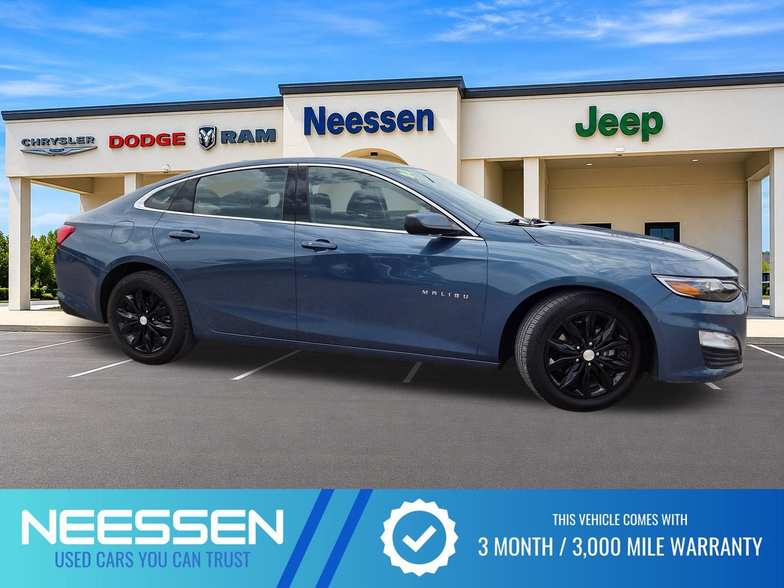 2024 Chevrolet Malibu LT 1LT in Lakeshore Blue — front three-quarter view