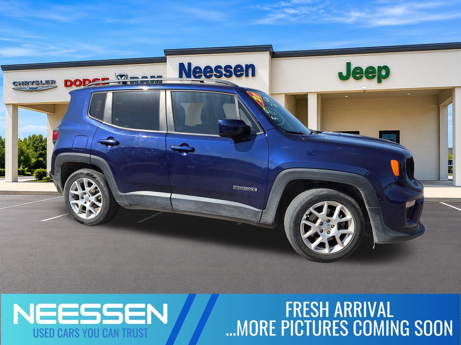2020 Jeep Renegade Latitude in Blue Clearcoat — front three-quarter view