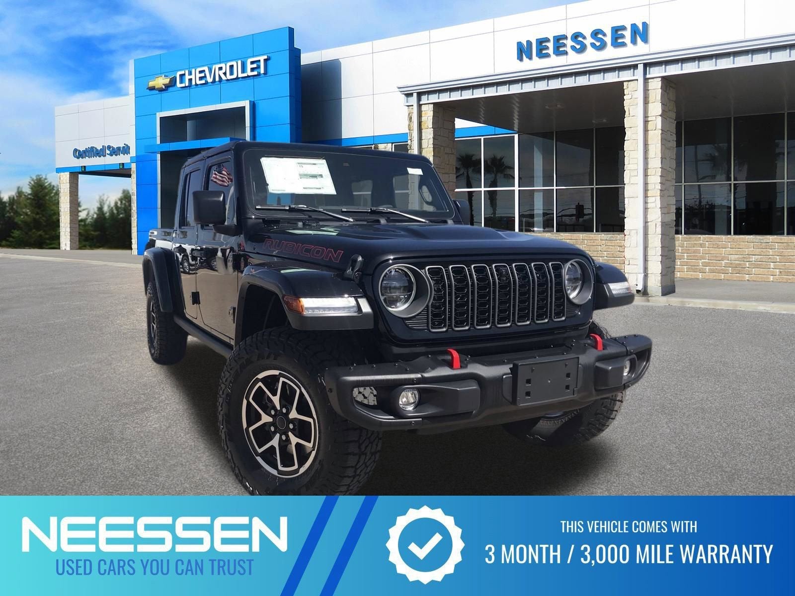 2025 Jeep Gladiator Rubicon X in Black Clearcoat — front three-quarter view