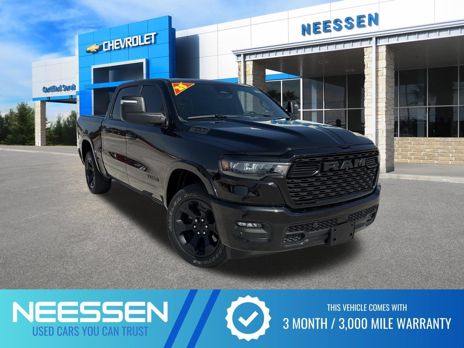 2025 RAM 1500 Big Horn in Diamond Black C — front three-quarter view