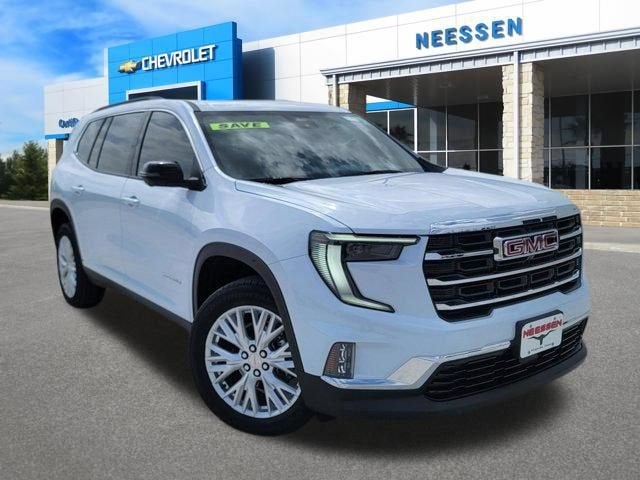 2026 GMC Acadia Elevation in Glacier White Tricoat — front three-quarter view