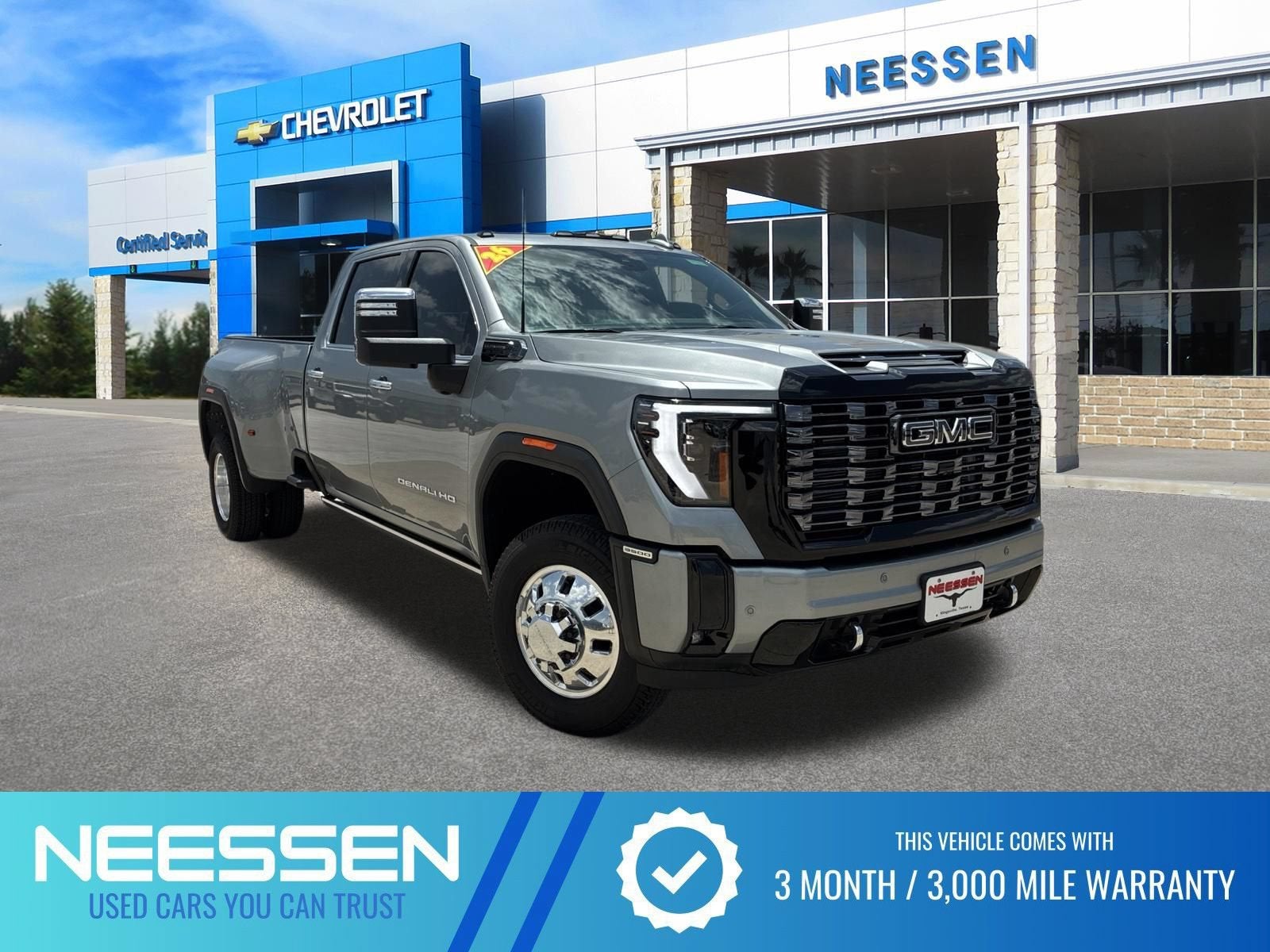 2026 GMC Sierra 3500 HD Denali Ultimate DRW in Sterling Metallic — front three-quarter view