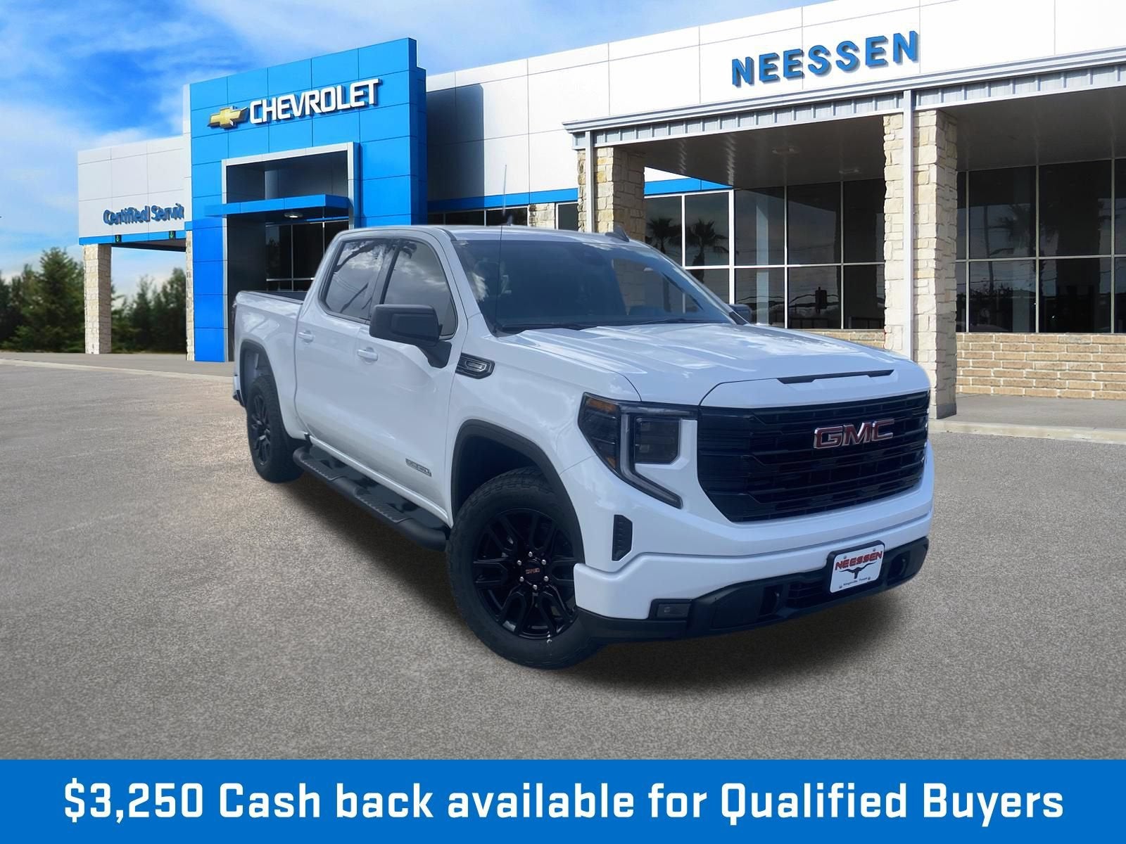 2026 GMC Sierra 1500 Elevation in Summit White — front three-quarter view