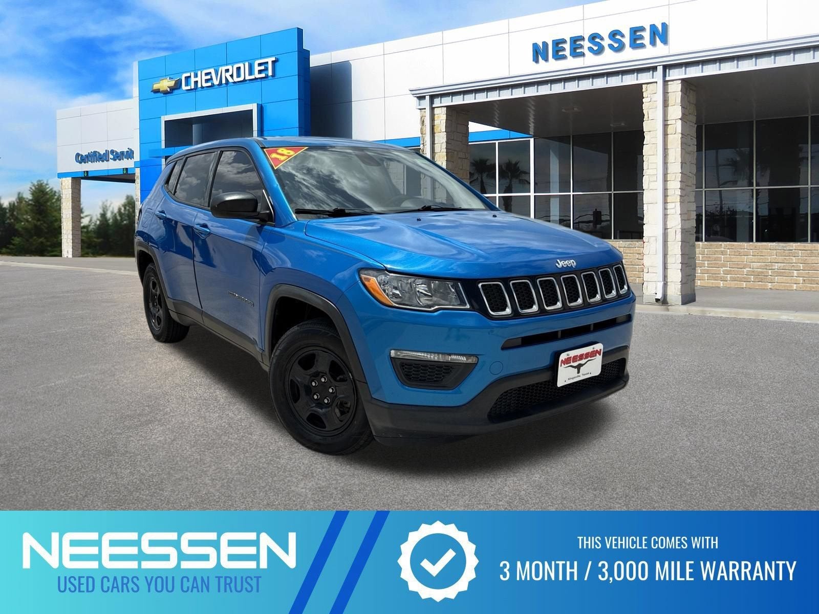 2018 Jeep Compass Sport in Blue — front three-quarter view