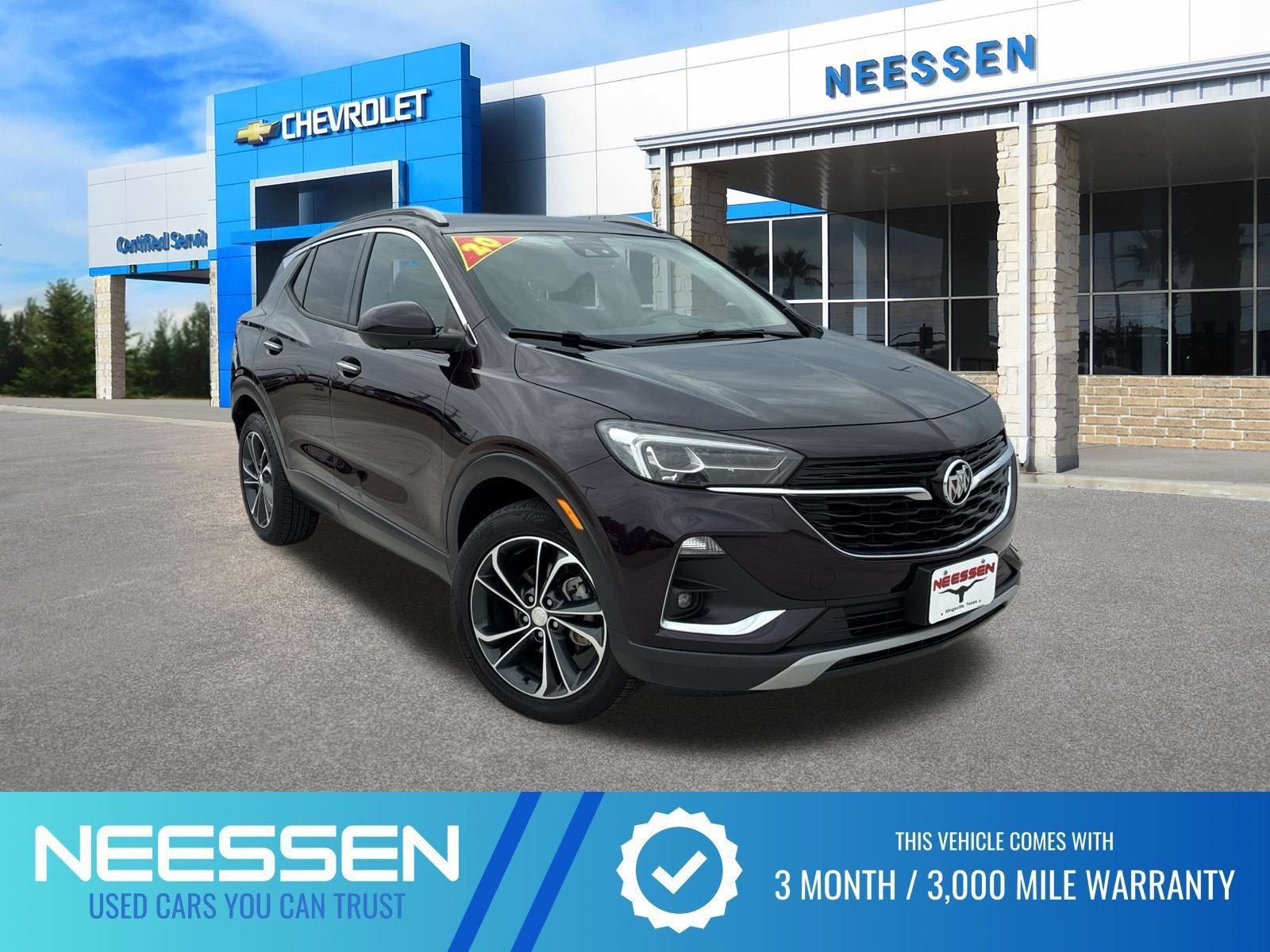 2020 Buick Encore GX Essence in Black Currant Metallic — front three-quarter view
