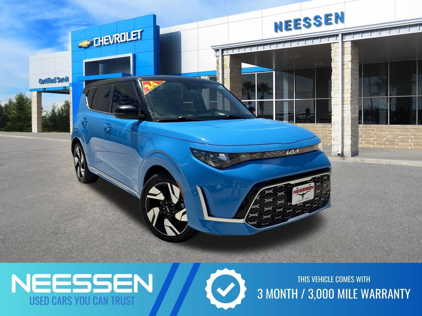 2024 Kia Soul GT-Line in Blue — front three-quarter view